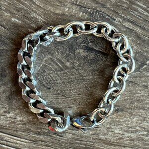 Luke Vicious Punk Steel Bracelet Flatlink/Hoop 8" Unisex